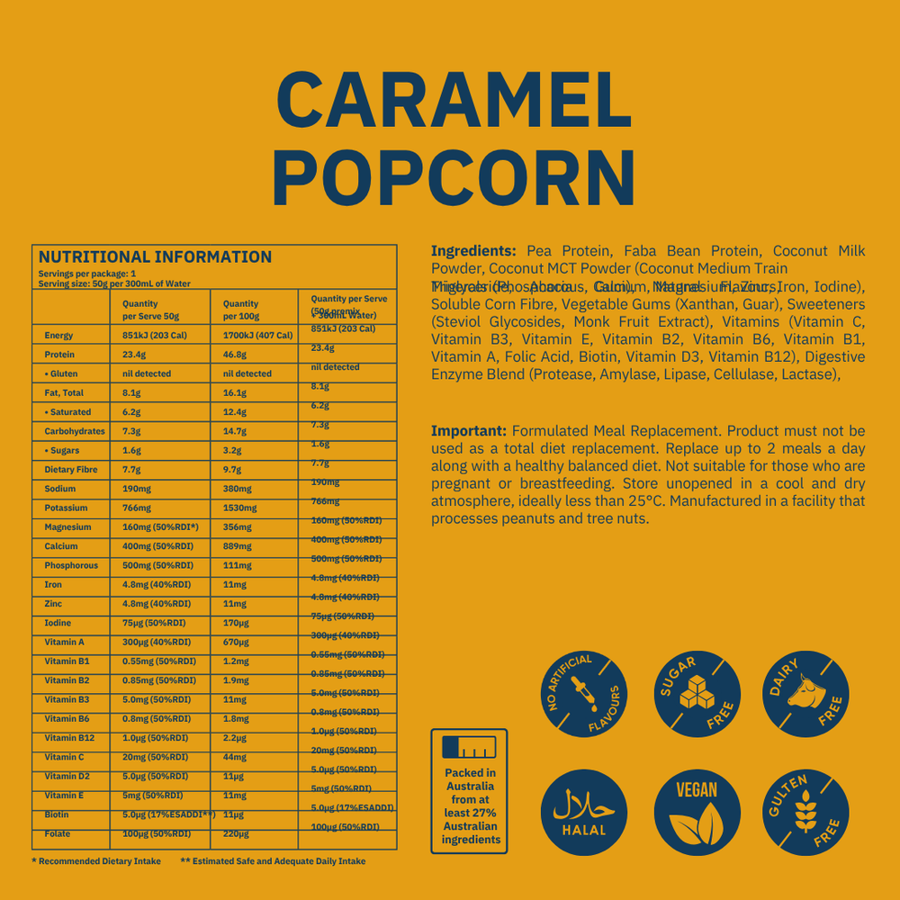 Caramel Popcorn meal replacement sachets 3