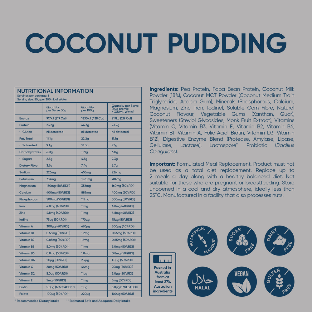 Coconut Pudding meal replacement sachets 4