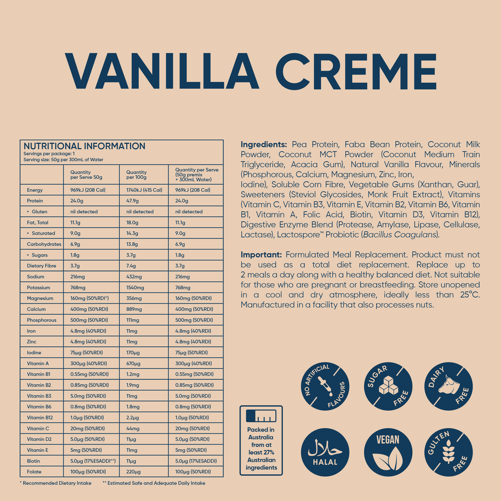 Vanilla Crème meal replacement sachets 3